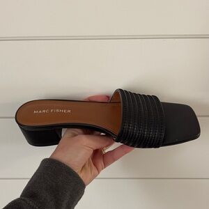 Marc Fisher Black Textured Mules